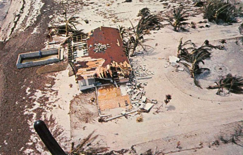 Florida Key's Hurricane Donna Disaster Aerial View Postcard AA635