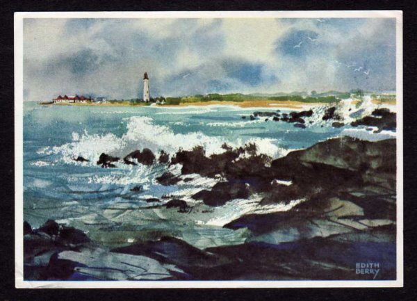 NJ Cape May Point Light House Lighthouse New Jersey Artist View Postcard PC