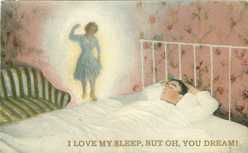 1920s Man sleep woman Dream artist impression  #60 Postcard 22-4150