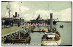 Old Postcard Boat Algiers mail Departure Marechal Bugeaud