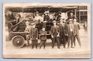 J95/ Salt Lake City Utah RPPC Postcard c1910 Early Tourist Bus People  80