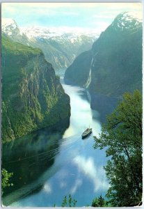 Postcard -  Geirangerfjord towards the pulpit and the seven sisters - Norway