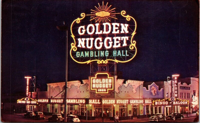 Golden Nugget Gambling Hall Las Vegas Nevada NV Postcard PM Seligman AZ Cancel 