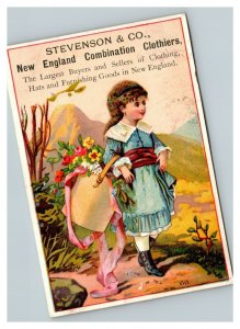 Vintage 1880's Victorian Trade Card Stevenson & Co. New England Clothiers