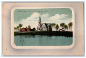 1917 Chapel And Pond MAC Scene Amherst Massachusetts MA Posted Vintage Postcard