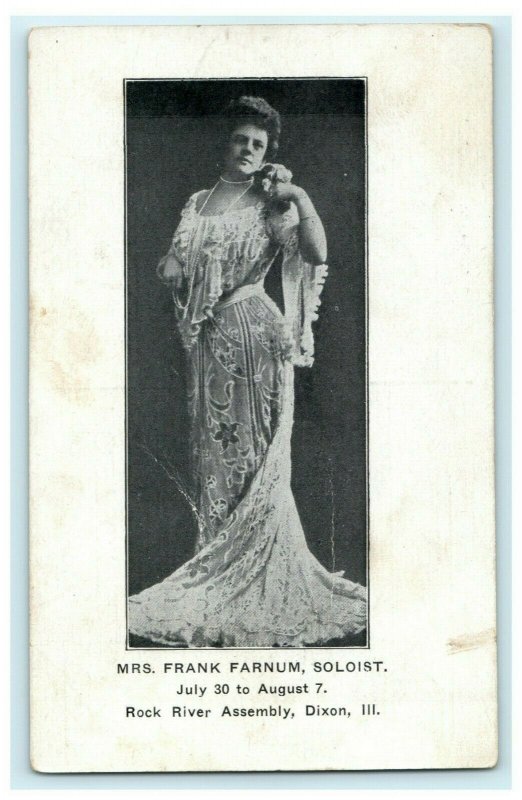 Mrs. Frank Farnum Singer c1910 Dixon Illinois Antique Advertising Dress Postcard 