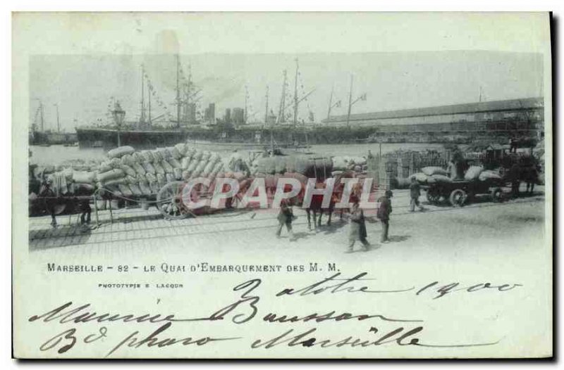 Old Postcard Marseille Quai Boarding of M Boats