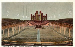 Vintage Postcard 1930s Interior Of The Great Mormon Tabernacle Salt Lake City UT