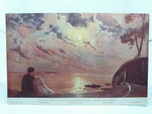 Nocturne Vintage Art Painting Postcard Albert Matignon Salons de Paris Nocturnal