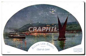 Evian les Bains - Moonlight - Old Postcard