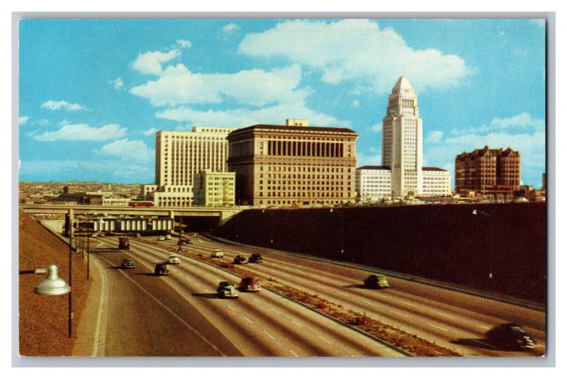 Postcard CA Civic Center Hollywood Freeway Los Angeles Vtg. Standard View Card