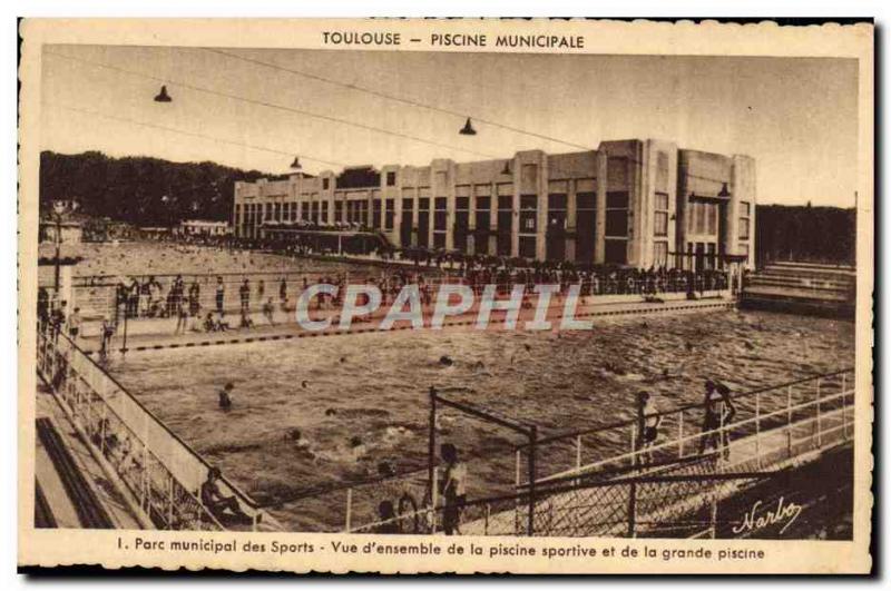 Old Postcard City Park Sports & # 39ensemble view of the lap pool and the lar...