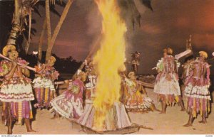 Meke at Dusk, Fijian warriors entertain, Korolevu Beach Hotel, FIJI, 40-60s