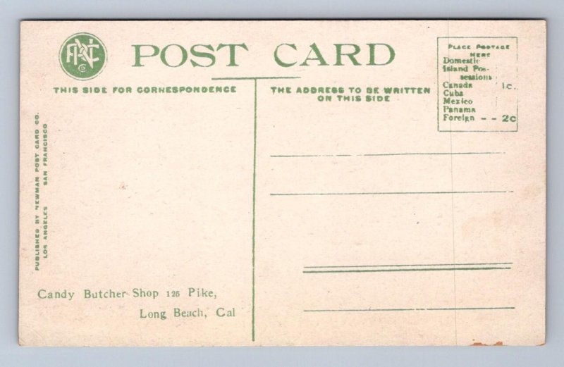 CANDY BUTCHER SHOP LONG BEACH CALIFORNIA POSTCARD (c. 1910)
