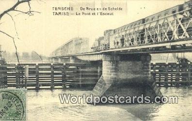 De Brug en de Schelde Temsche, Belgium 1920 Stamp on front 