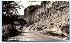 RPPC GREEN RIVER , WY Wyoming ~ BLUFFS LINCOLN HIGHWAY c1940s Sanborn Postcard