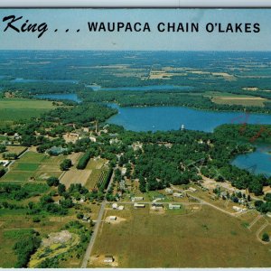 c1950 King, Wis Waupaca County Chain O' Lakes PC Rainbow Limekiln Aerial WI A192