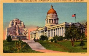 Utah Salt Lake City State Capitol Building and Mormon Battalion Monument Curt...