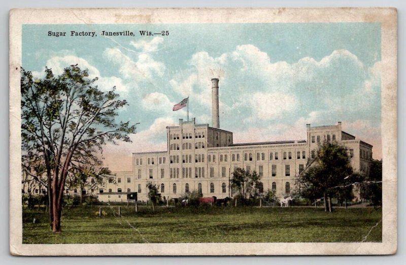 Janesville WI Wisconsin Sugar Factory 1920 To Rockford IL Postcard A41