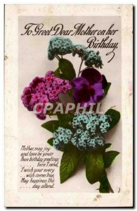 Fancy Old Postcard To greet dear mother is her birthday anniversary flowers
