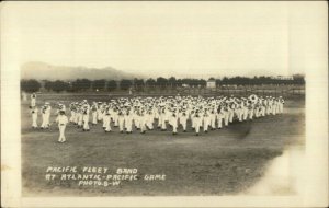 Band & Military Baseball Game in Background Pacific & Atlantic Fleet RPPC