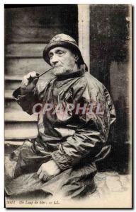 Old Postcard Fishing Fisherman A sea bass