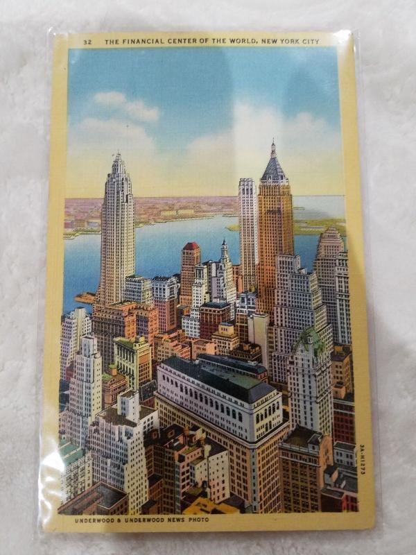 Antique/Vintage Postcard, The Financial Center of the World, New York City