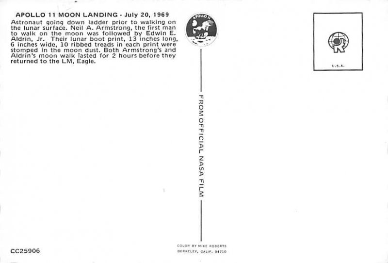 Apollo 11 moon landing July 20, 1969 Space Unused 