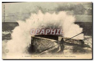 Old Postcard Biarritz ague effect at the roundabout of the Rock of the Virgin...