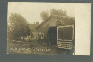 Alpha ILLINOIS RPPC 1909 LUMBER COMPANY YARD nr Galesburg Woodhull Viola