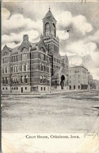 Postcard IA Oskaloosa Court House Flag Cancel UDB Street-View 1906 M38