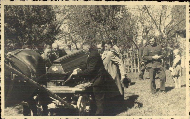 MaCabre - Unidentified Funeral - Casket on Horse Wagon Real Photo Postcard