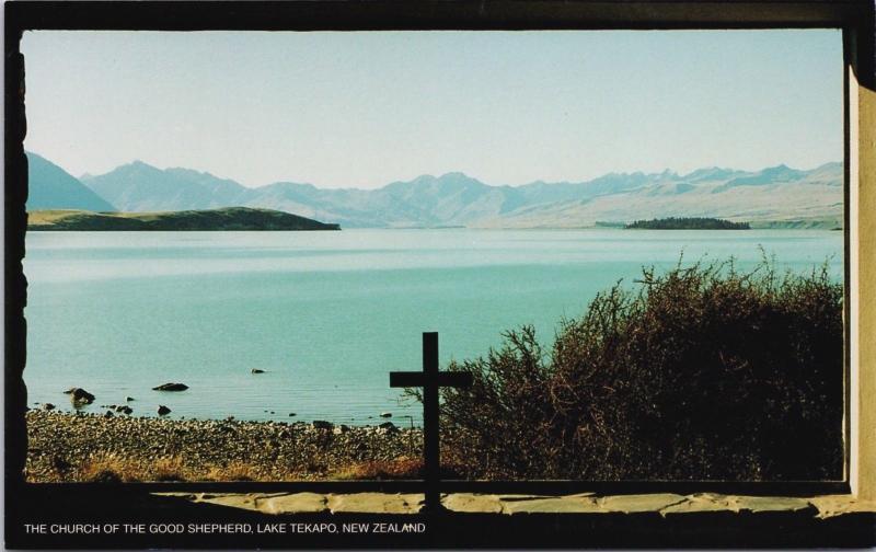 Postcard Lake Tekapo and Church New Zealand
