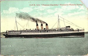 C.P.R. S.S. Princess Charlotte  Canada Vintage Postcard Standard View Card