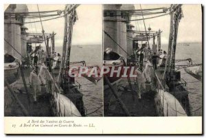 Old Postcard Boat On board warships Aboard & # 39un en route armor