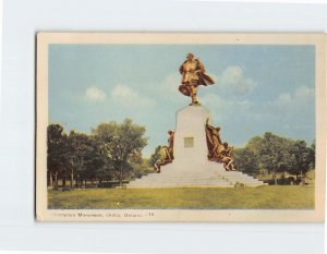 Postcard Champlain Monument Orillia Canada