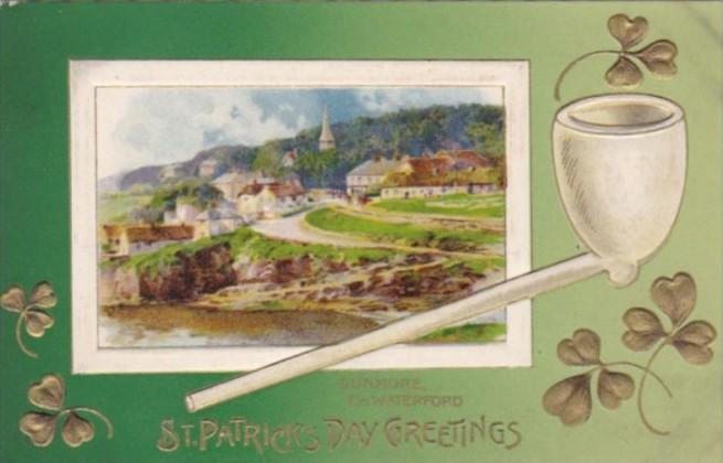 Saint Patrick's Day Erin Go Bragh With Shamrocks & Pipe