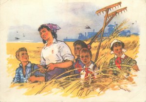 The future agronomists Russia 1960 postcard