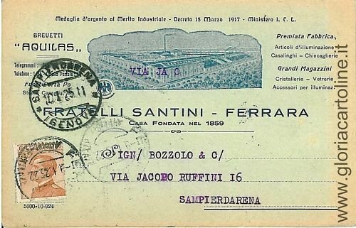 03305 vintage postcard - FERRARA Citta': ADVERTISING 1925-