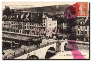 Old Postcard Besancon beating Bridge and Quai Vauban