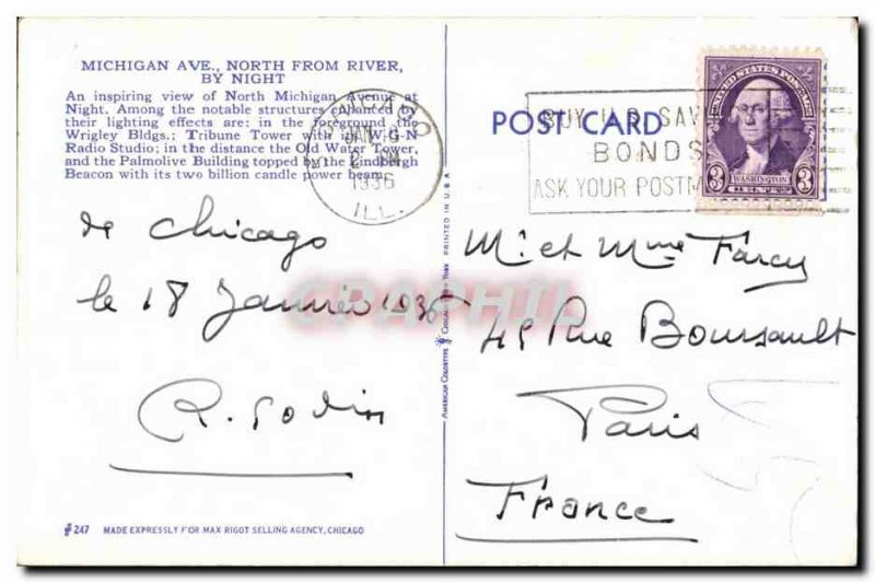 Postcard From Old North Michigan Ave Chicago River By Night