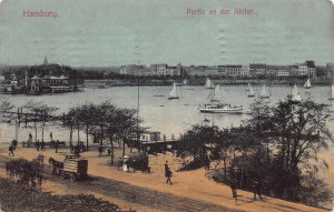 Germany Hamburg 1907 Partie and der Alster Sailing Boats vintage postcard