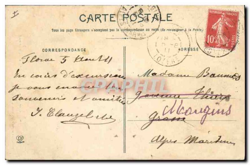 Postcard Old Rhune waterfall near Florac