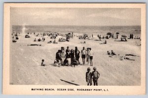 Bathing Beach Ocean Side Rockaway Point Long Island NY Postcard Local Publisher
