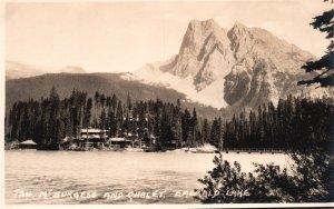 Emerald Lake Canada, Mount Burgess & Shalet RPPC Real Photo, Vintage Postcard