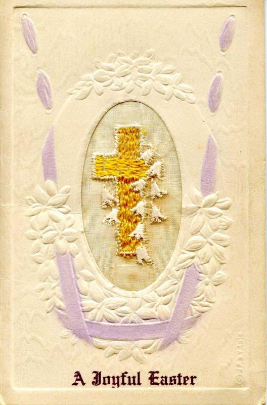 Embroidered Silk  - A Joyful Easter  (Fold-Out Card)