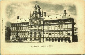 Anvers Hotel de Ville Belgium Postcard UND