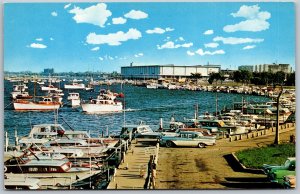 Vtg Chicago Illinois IL Burnham Park Yacht Harbor Convention Center Postcard