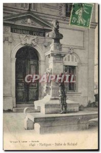 Old Postcard Courthouse Court of Martigues Fishing Statue Richaud