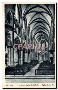 Old Postcard Nevers Interior of the Cathedral Church of Saint Cyr